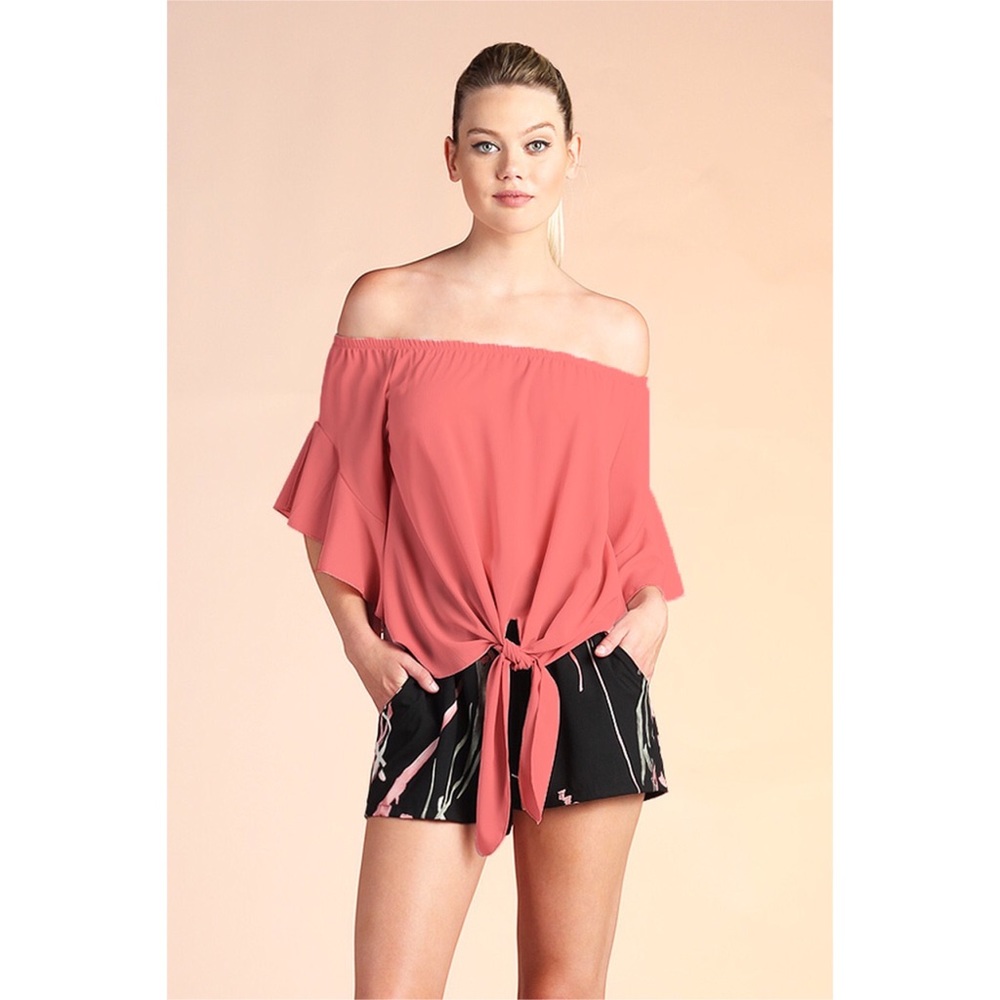 MOD Boutique Off Shoulder Tie Front Top